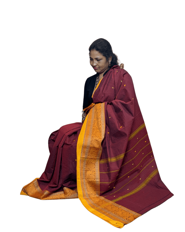 Maroon Woven Bdr Cotton