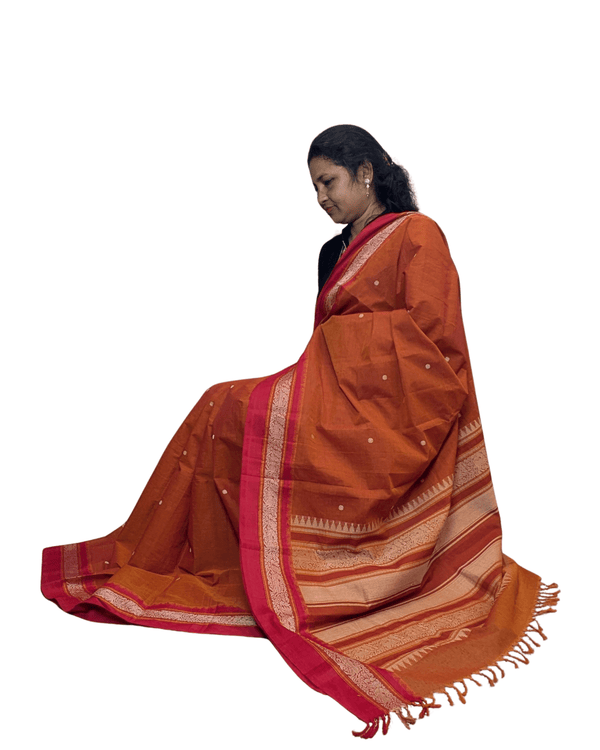 Orange Woven Bdr Cotton