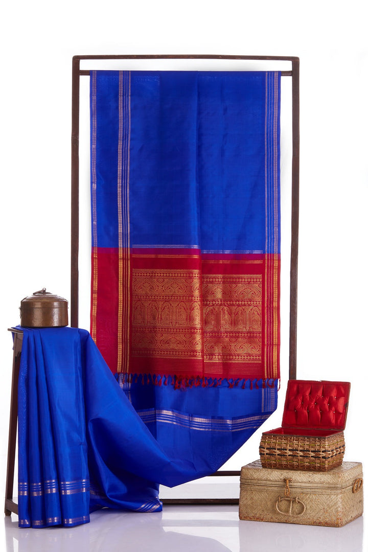 Geeta Elephant Pallu Blue