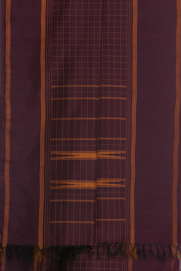 Kamala Devi Silk Cot Checks Deep Plum