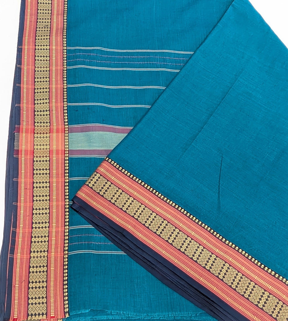 Blue Woven Bdr Cotton