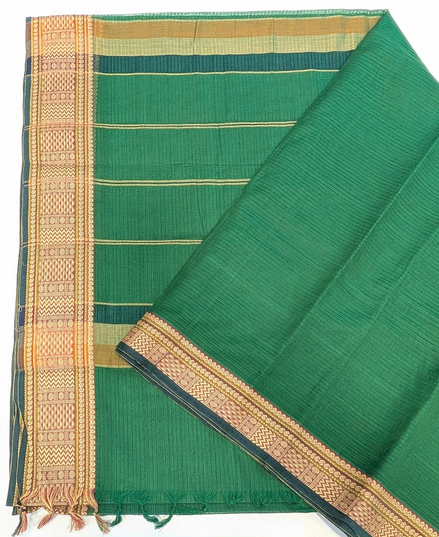 Green Doria Stripes Woven Bdr Cotton