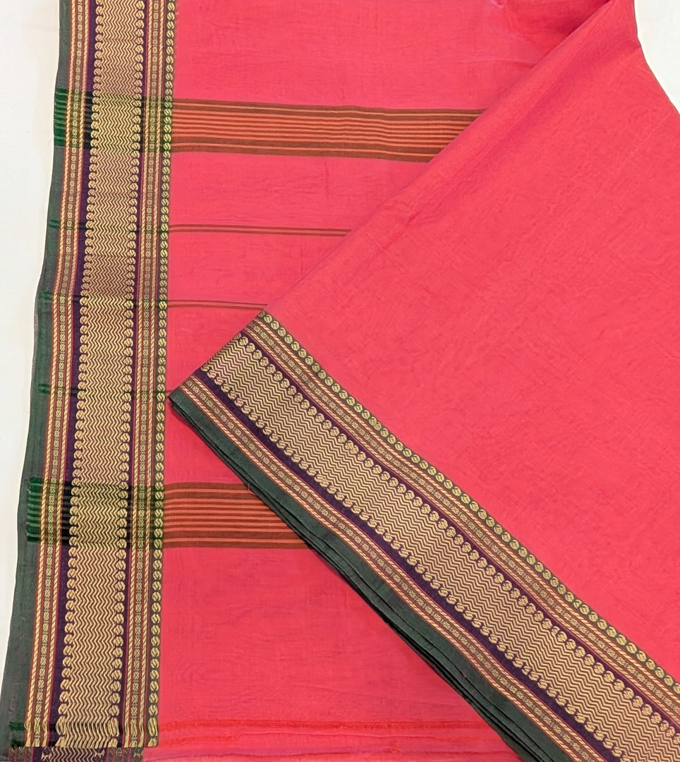 Salmon Woven Bdr Cotton