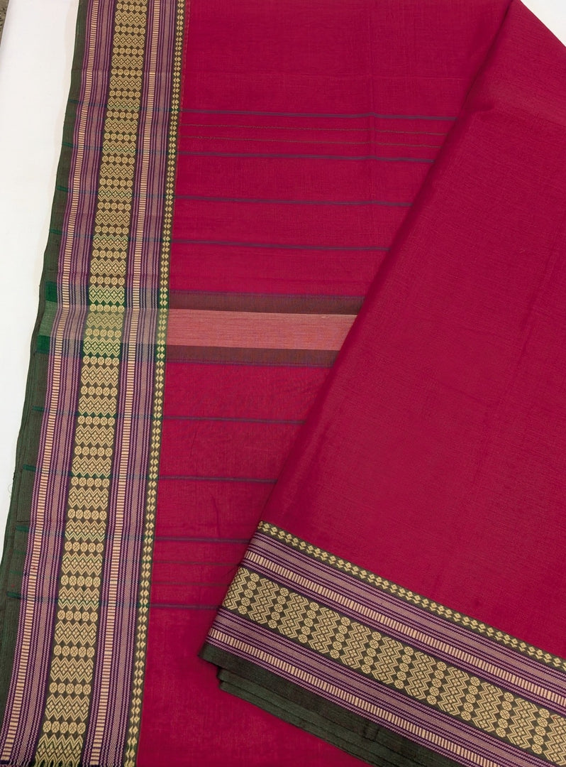 Deep Pink Woven Bdr Cotton