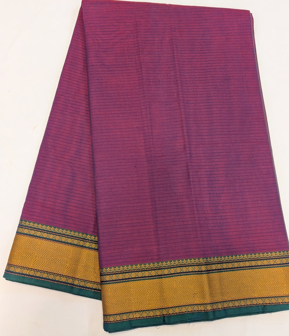 Plum Woven Bdr Cotton