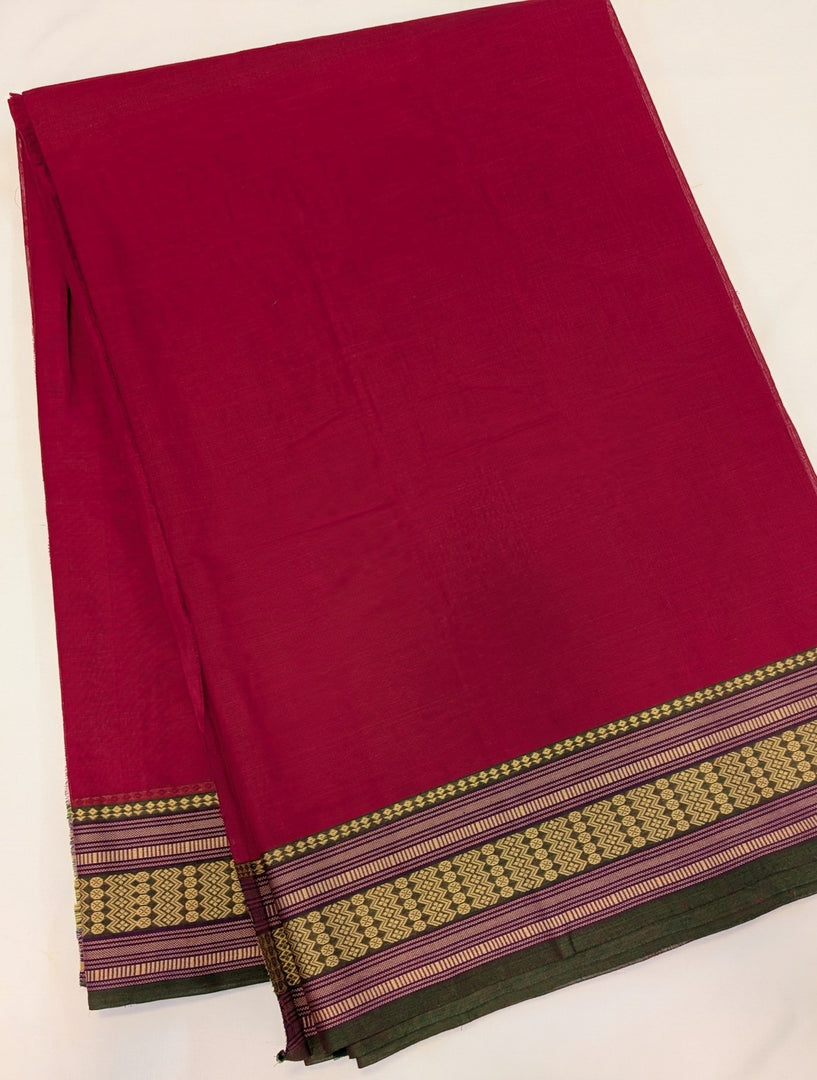 Deep Pink Woven Bdr Cotton