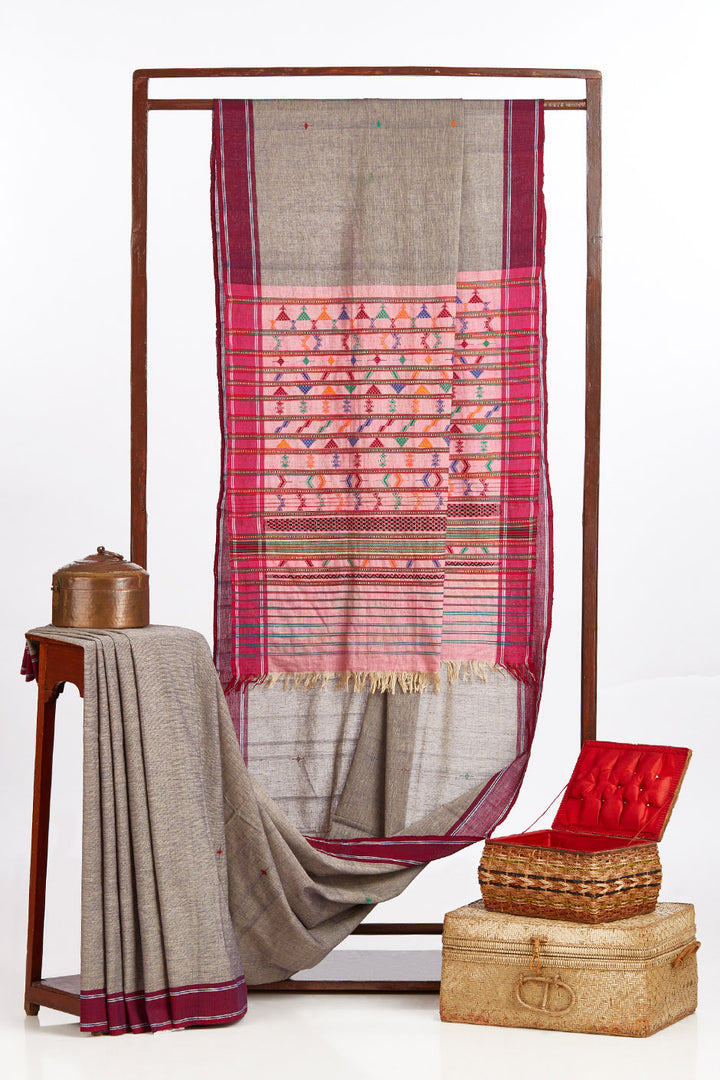 Malani Grey pink pallu